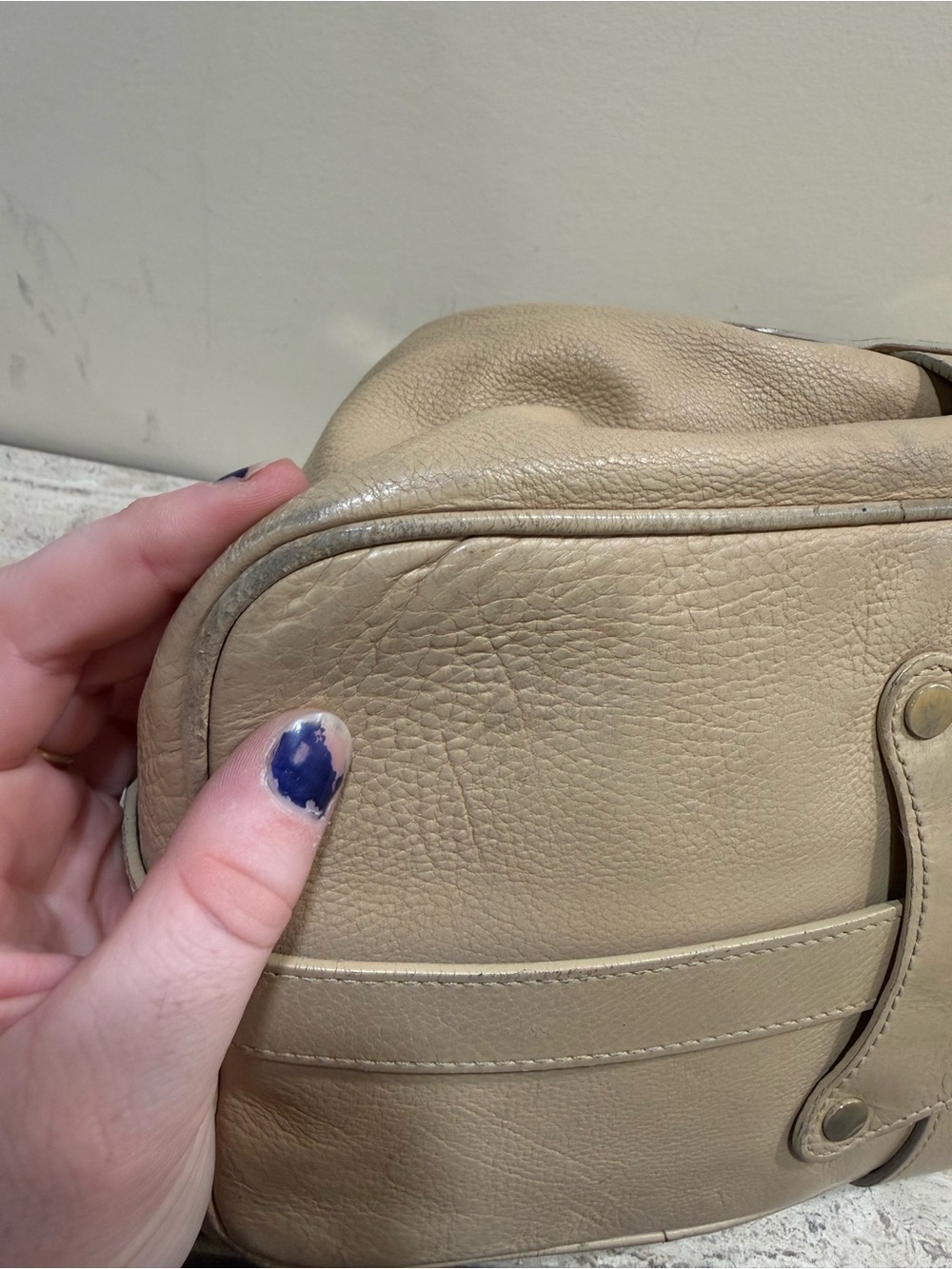 Jimmy Choo Beige Ramona Leather Shoulder Bag with Gold Hardware - Picture 14 of 16